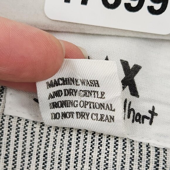 FLAX Jacket Womens Large Gray Jeanne Engelhart Linen Striped Button Front V Neck - Picture 9 of 11